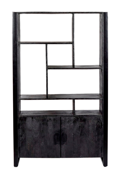 Nancy's Deocriste Boekenkast - Wandkast - Staande kast - Mangohout - Zwart - ± 40 x 110 x 180 cm