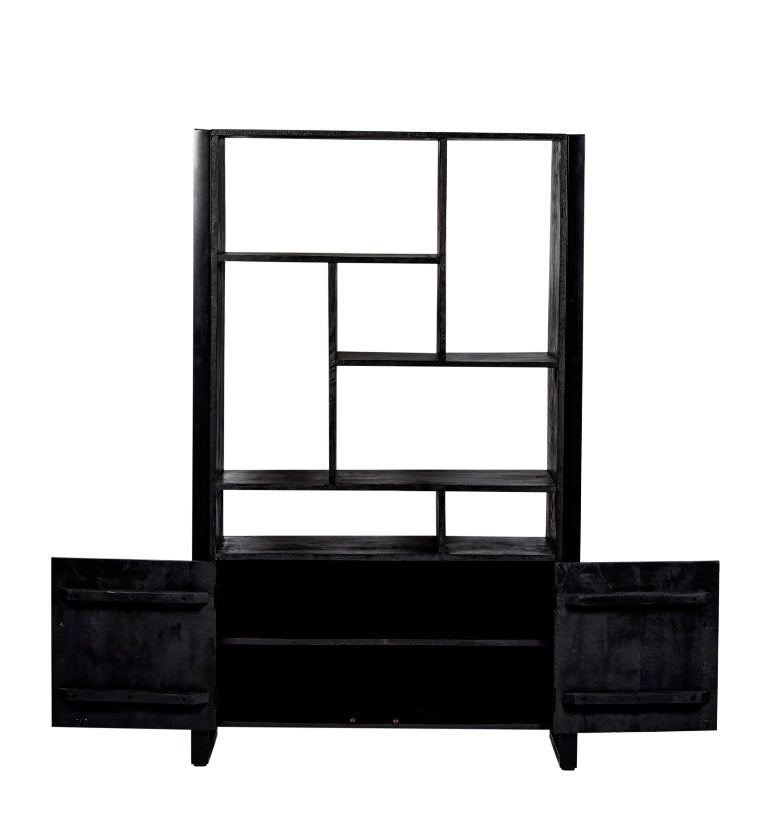 Nancy's Deocriste Boekenkast - Wandkast - Staande kast - Mangohout - Zwart - ± 40 x 110 x 180 cm