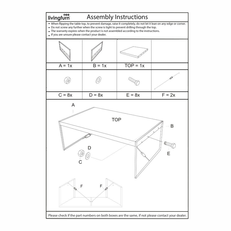 Livingfurn Norris Bartafel 140cm - Mangohout - Zwart