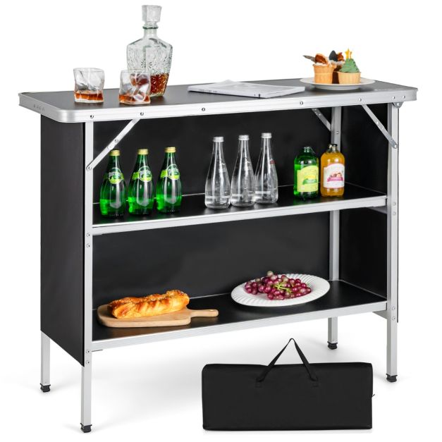 Nancy's Runa Campingtafel - Kampeertafel - Opvouwbaar - Zwart - ± 110 x 40 x 90 cm