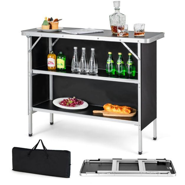 Nancy's Runa Campingtafel - Kampeertafel - Opvouwbaar - Zwart - ± 110 x 40 x 90 cm