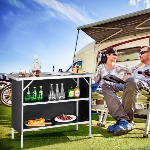 Nancy's Runa Campingtafel - Kampeertafel - Opvouwbaar - Zwart - ± 110 x 40 x 90 cm