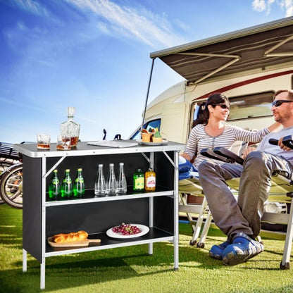 Nancy's Runa Campingtafel - Kampeertafel - Opvouwbaar - Zwart - ± 110 x 40 x 90 cm