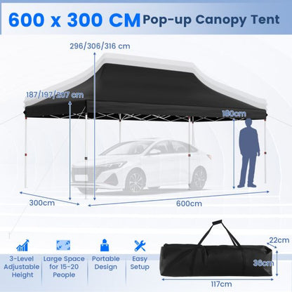 Nancy's Assentis Partytent - Paviljoen - Zwart - 300 x 600 cm