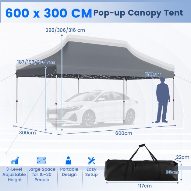 Nancy's Assentis Partytent - Paviljoen - Grijs - 300 x 600 cm