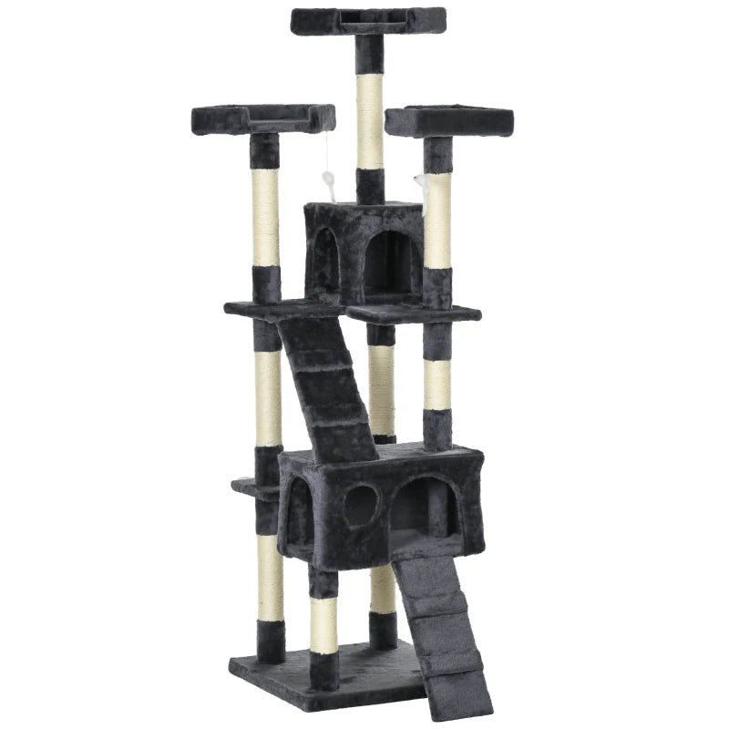 Nancy's Tortona Klimboom voor Katten - Krabpaal - Kattenboom - Donkergrijs - 49 x 49 x 173 cm