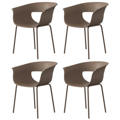 Nancy's Scanno Tuinstoelen - Set van 4 - Terrasstoelen - Ergonomisch - Bruin- Staal / Kunststof