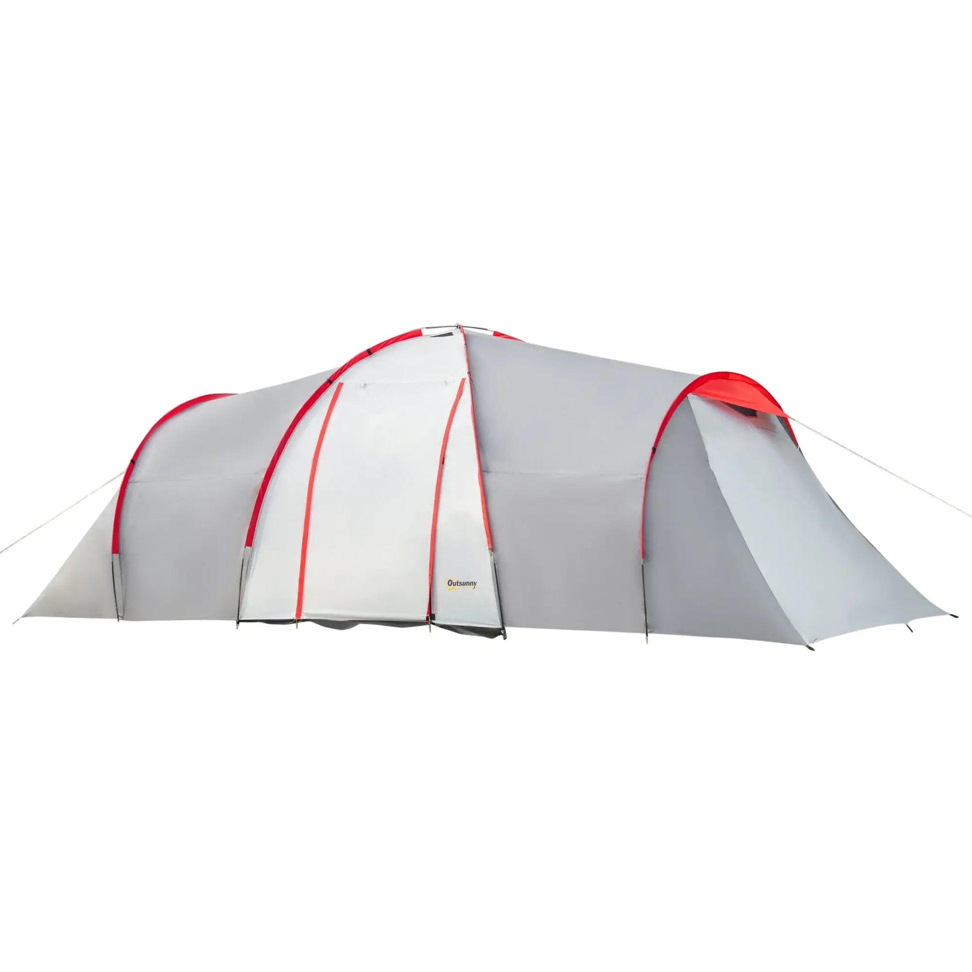 Nancy's Fonzaso Kampeertent - Campingtent - 2 Slaapkamers - Grijs / Rood - ± 590 x 245 x 195 cm