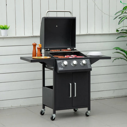 Nancy's Mariz Barbecue - BBQ - Grill - Gas BBQ - 3 Branders - Zwart - Staal