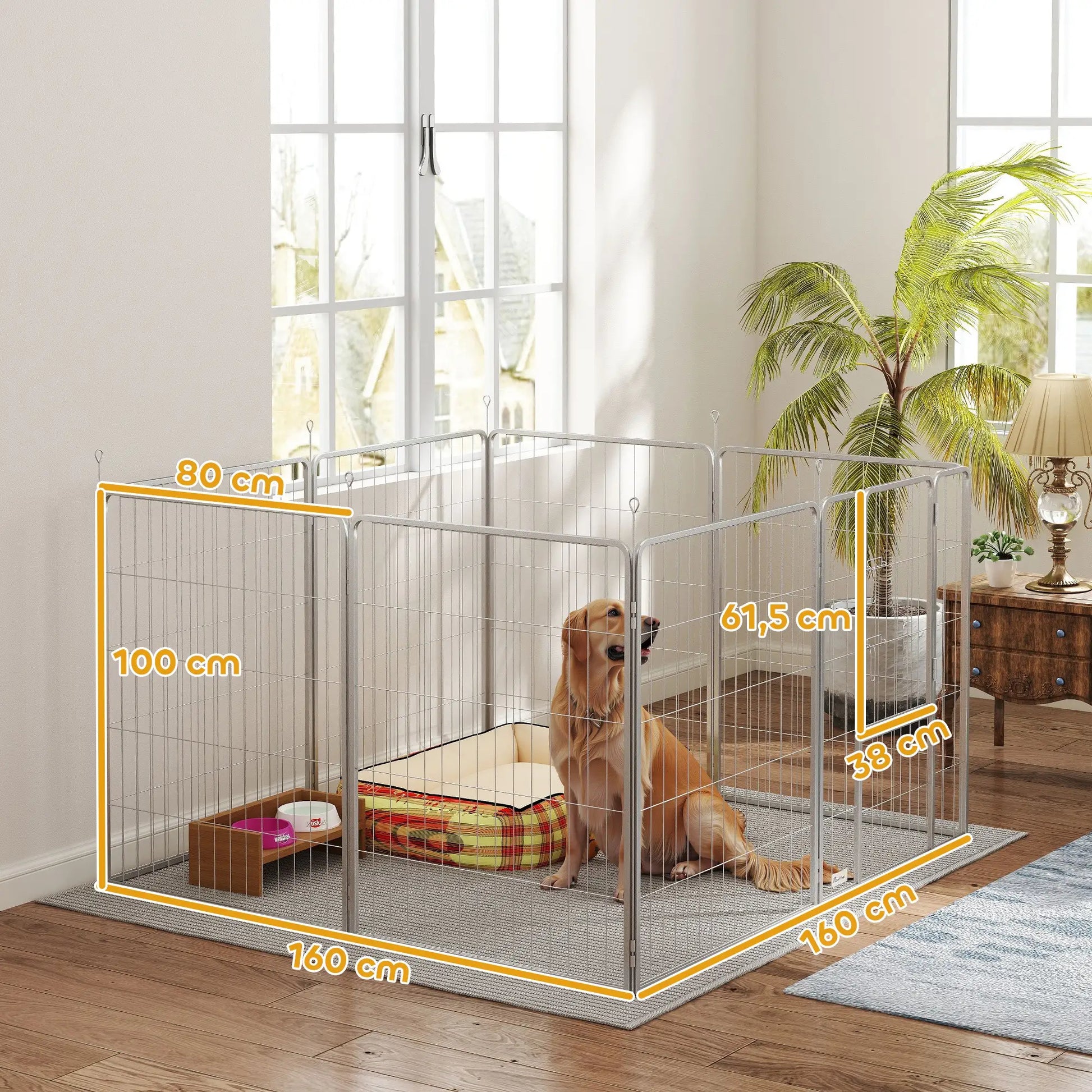 Nancy's Cognola Hondenbox - Honden ren - Dieren ren - Zilver - Staal