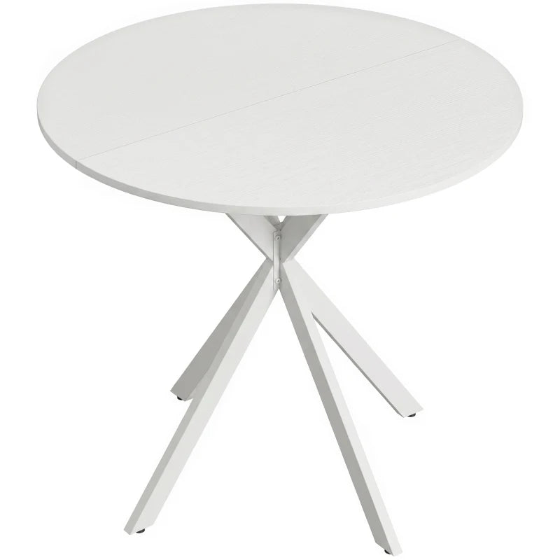 Nancy's Travo Eettafel rond - Ronde eettafel met houtlook - Wit - Spaanplaat / Staal - Ø80 x 75H cm