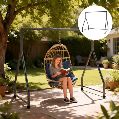 Nancy's Ronchi Schommelframe - Frame voor schommelbank - Zwart - Staal - ± 210 x 115 x 175 cm