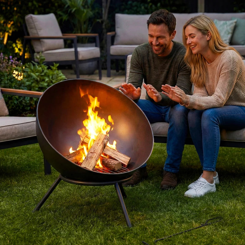 Nancy's Rapallo Vuurkorf - Buitenhaard - Vuurschaal - Zwart - Staal - ± 60 x 55 x 65 cm