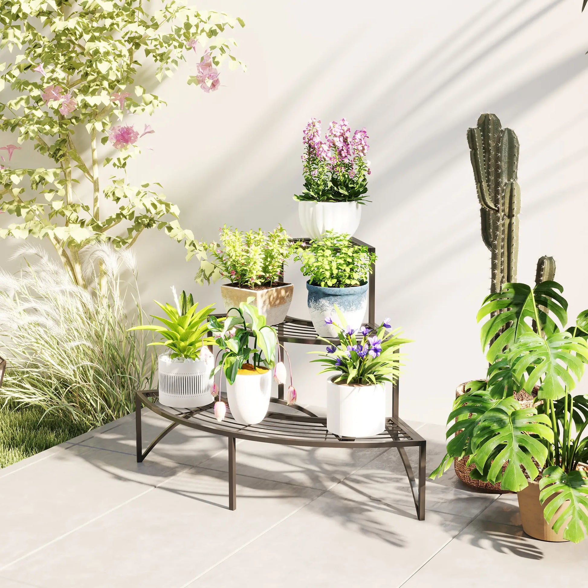 Nancy's Ramalhal Plantenrek - Plantenstandaard - Bloemenstandaard - Zwart - Staal - ± 85 x 60 x 60 cm