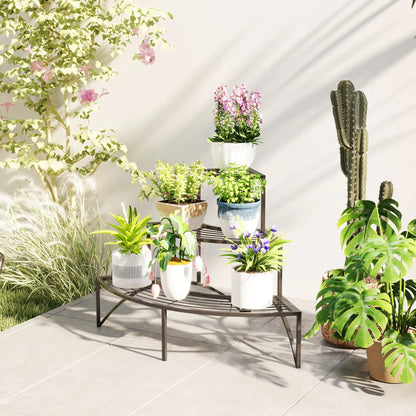Nancy's Ramalhal Plantenrek - Plantenstandaard - Bloemenstandaard - Zwart - Staal - ± 85 x 60 x 60 cm