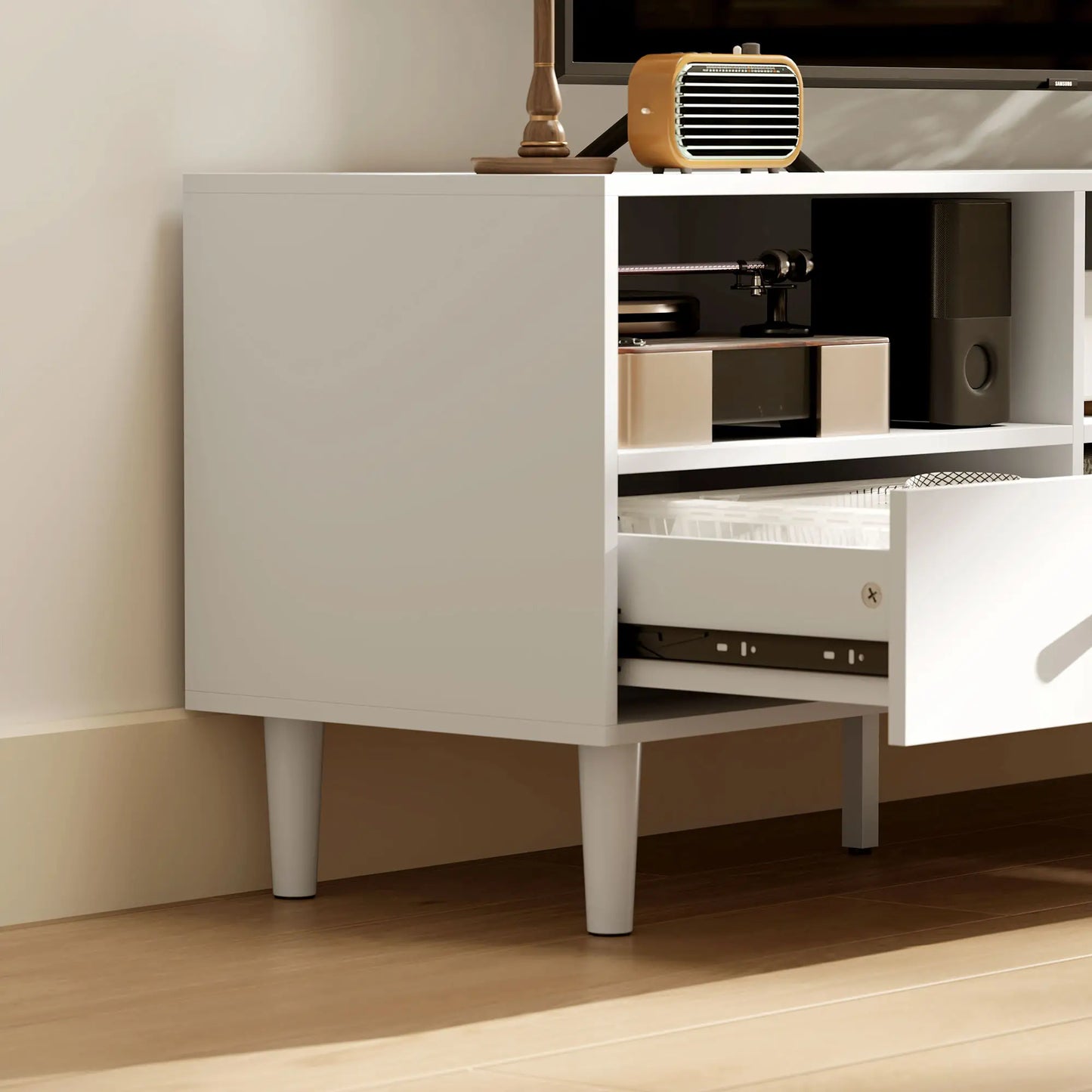 Nancy's Delianuova TV-Meubel - TV Kast - Lowboard - Wit - ± 140 x 35 x 45 cm