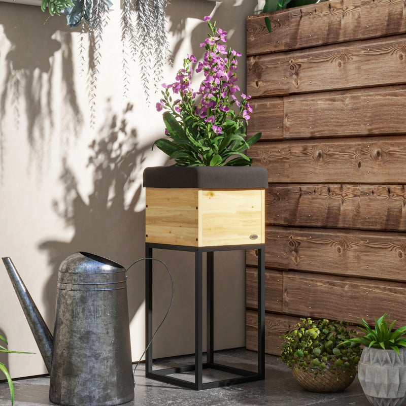 Nancy's Moraleja Planter - Flower Box - Raised Flower Bed - Garden Bed - Pine Wood - Steel - ± 20 x 20 x 55 cm
