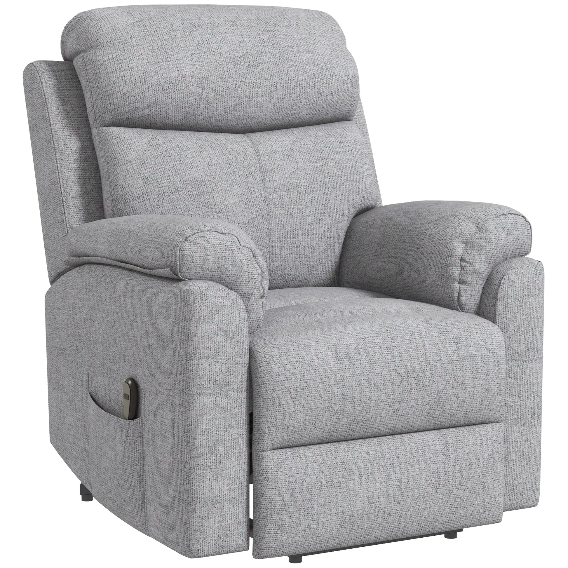 Nancy's Lanciano Sta op Stoel - Opsta Stoel - Seniorenstoel - Relaxfauteuil - Massagestoel - Grijs - Linnen