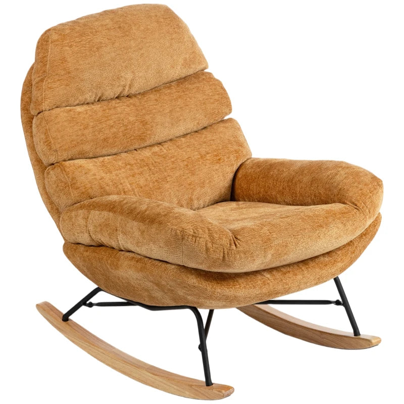 Nancy's Paciano Schommelstoel - Relaxstoel - Relaxfauteuil - Geel - Chenille