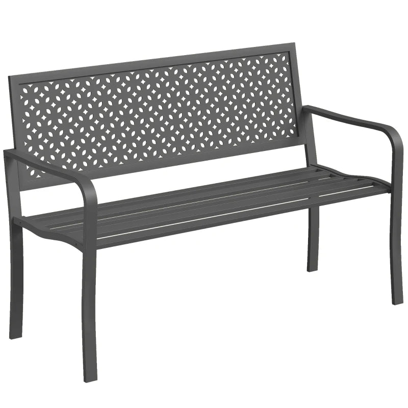 Nancy's Renon Tuinbank - Parkbank - Balkonbank - Grijs - Staal - ± 125 x 60 x 85 cm