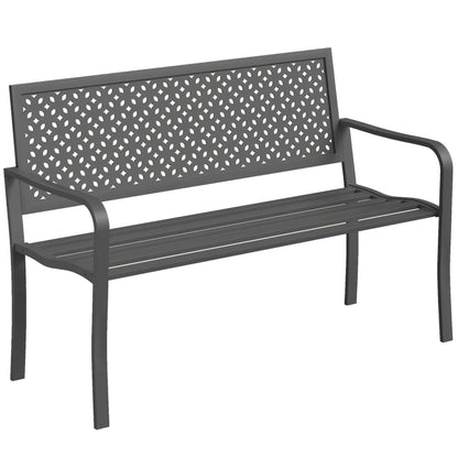 Nancy's Renon Tuinbank - Parkbank - Balkonbank - Grijs - Staal - ± 125 x 60 x 85 cm