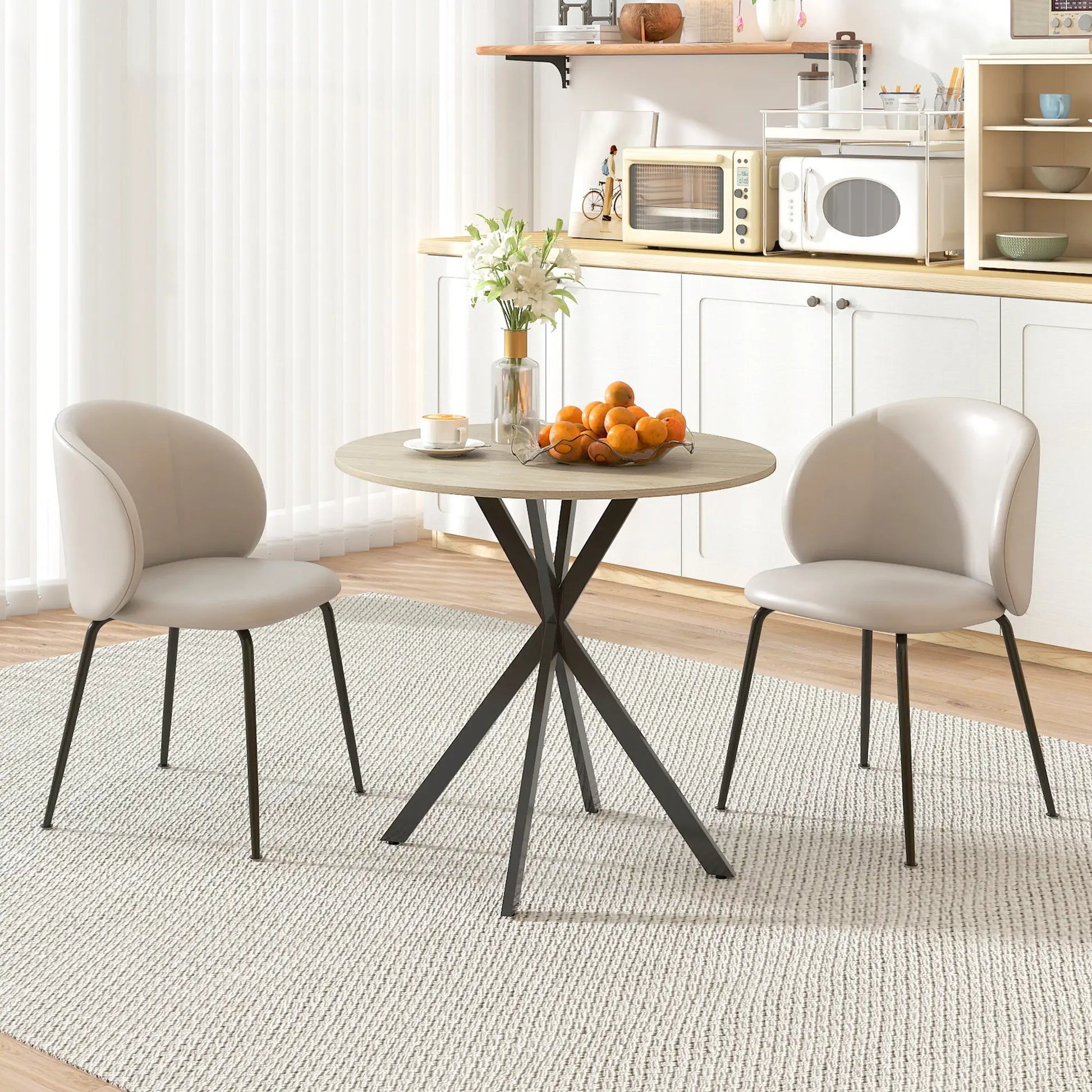 Nancy's Lavello Ronde Eettafel - Eiken / Zwart - Ø80 x 75H cm