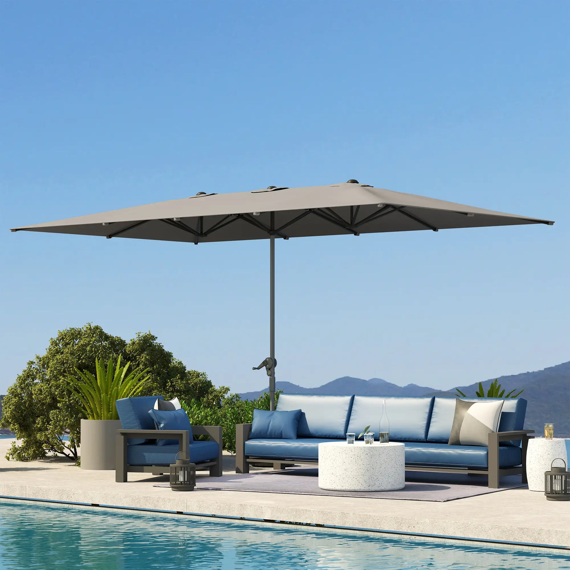 Nancy's Cremeno Parasol - Tuinparasol - UV-Bestendig - Grijs - ± 450 x 265 x 265 cm