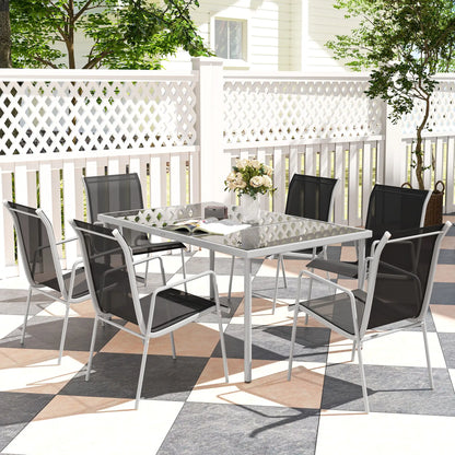 Nancy's Faedo Tuinset - Tuinmeubelset - 7-Delige Set voor Buiten - Zwart / Zilver