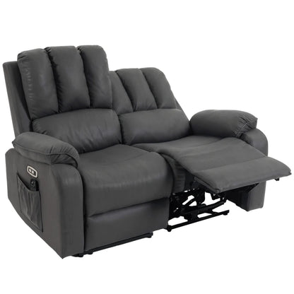 Nancy's Valpelline Dubbele Massagestoel - Massagefauteuil - Bioscoopstoel - Relaxfauteuil - 2 Personen - Grijs - Kunstleer