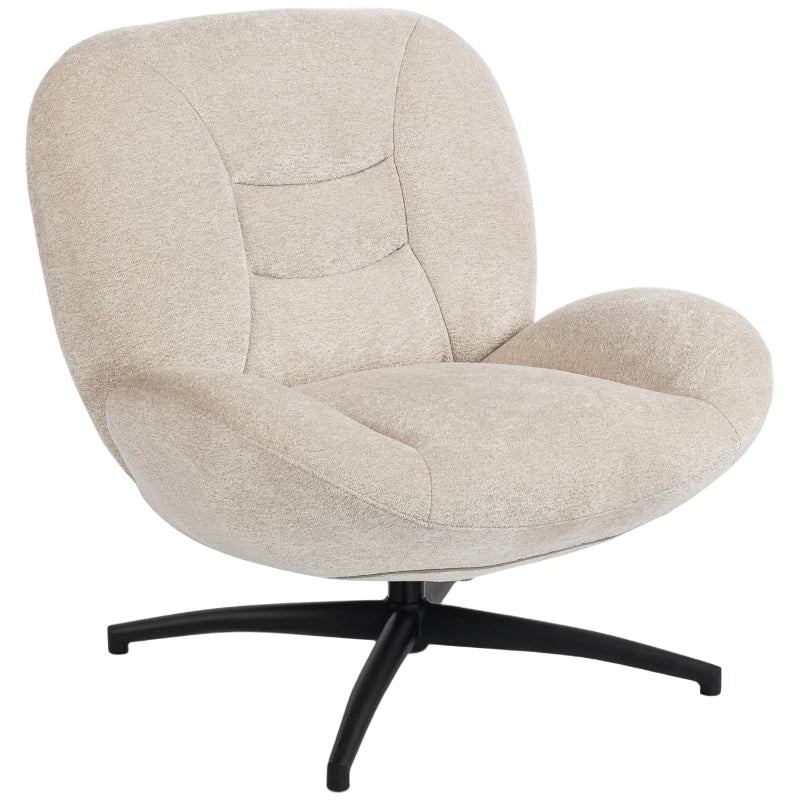 Nancy's Padola Draaifauteuil - Relaxfauteuil - Draaistoel - Crèmewit - Chenille