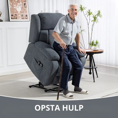 Nancy's Pacengo Sta op Stoel - Opsta stoel - Seniorenstoel - Massagefunctie - Grijs - Linnen