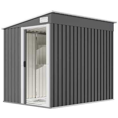 Nancy's Nogara Opbergschuur - Tuinschuur - Tuinhuisje - Gereedschapsschuur - Grijs - Staal - ± 155 x 205 x 160/180 cm
