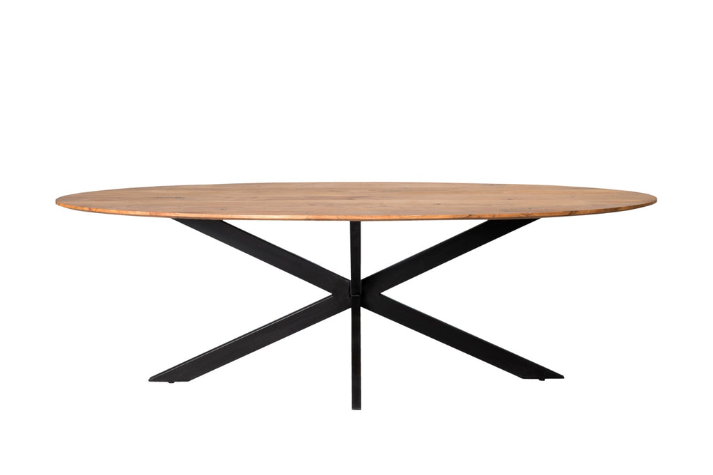 Nancy's Deao Eettafel - Eetkamertafel - Ovaal - Acacia Hout - Staal - 210 cm