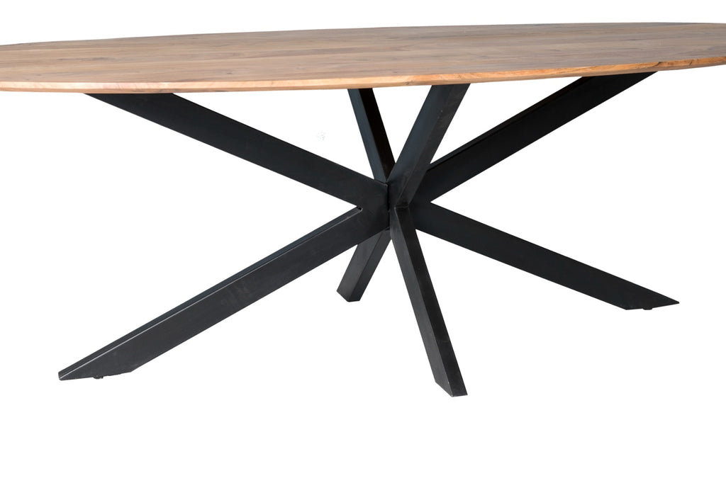 Nancy's Deao Eettafel - Eetkamertafel - Ovaal - Acacia Hout - Staal - 210 cm