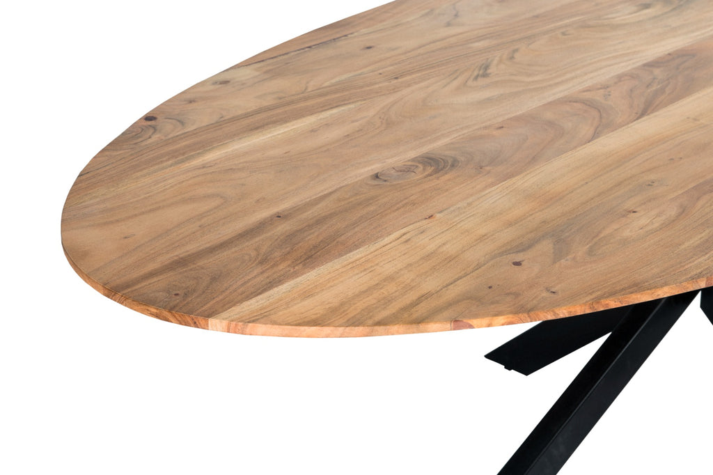 Nancy's Deao Eettafel - Eetkamertafel - Ovaal - Acacia Hout - Staal - 210 cm