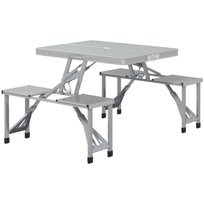 Nancy's Eboli Picknicktafel - Campingtafel - 4-Persoons - Draagbaar - Opvouwbaar - Grijs - ± 85 x 135 x 65 cm