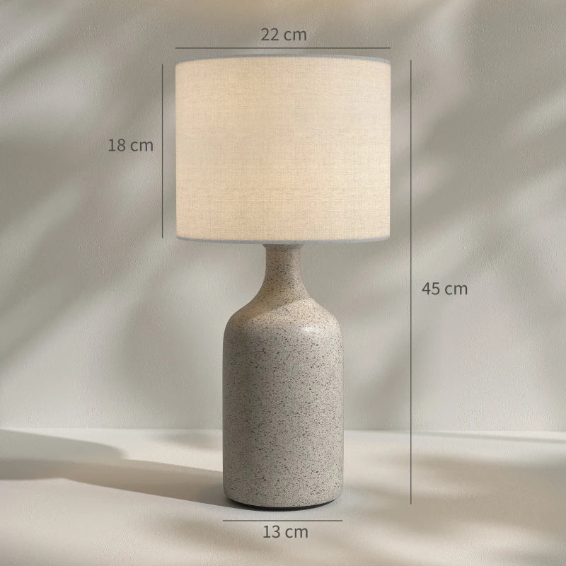 Nancy's Palena Tafellamp - Bureaulamp - Keramisch Voet + Linnen Kap - Zandbruin / Wit