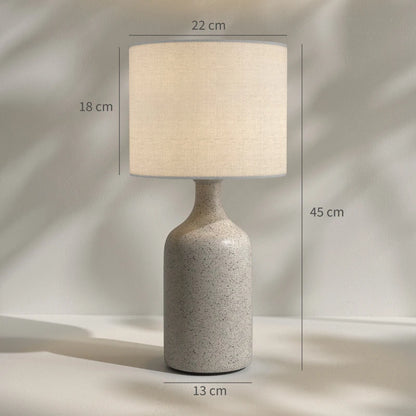 Nancy's Palena Tafellamp - Bureaulamp - Keramisch Voet + Linnen Kap - Zandbruin / Wit