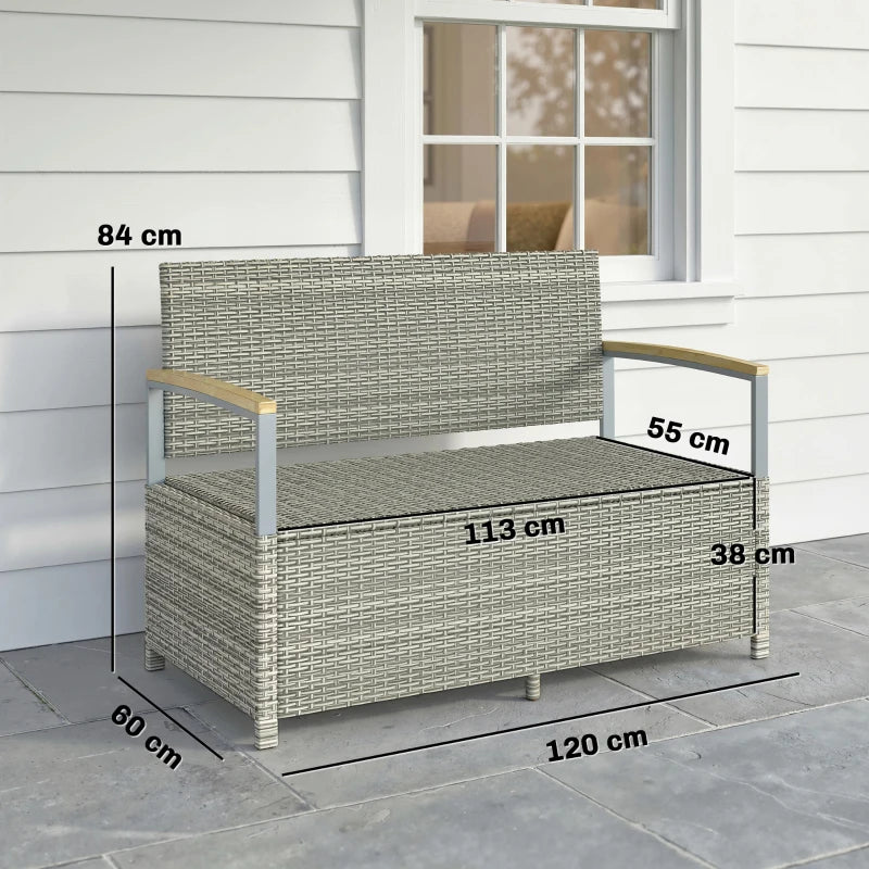 Nancy's Salorno Tuinbank - Parkbank - Bank voor buiten - Grijs / Natuurlijk hout - Rotan - ± 120 x 60 x 85 cm
