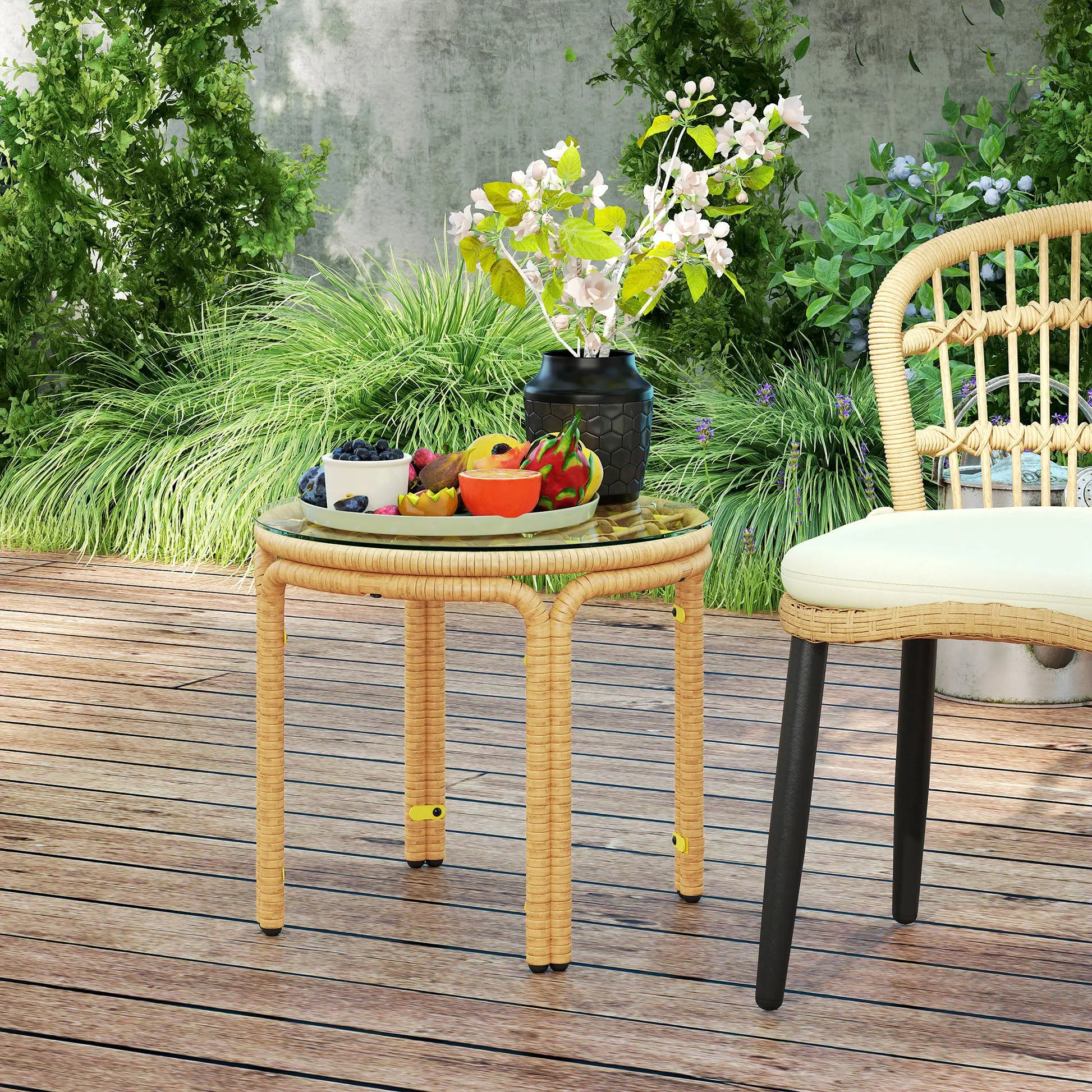 Nancy's Gerenzano Tuintafel - Balkontafel - Rotan - ± Ø 50 x 45 cm