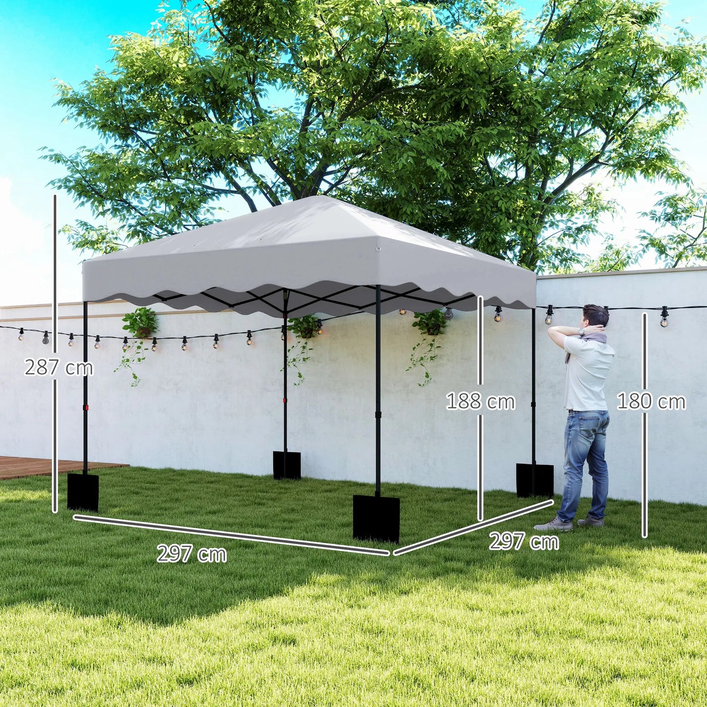 Nancy's Boivão Partytent - Paviljoen - Lichtgrijs - ± 300 x 300 x 290 cm