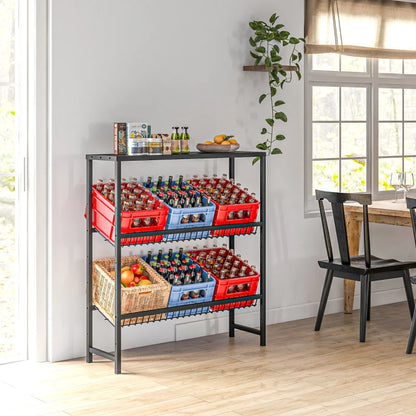 Nancy's Marcieira Krattenrek - Stellingkast - 2 Niveaus - Zwart - Staal - ± 100 x 35 x 115 cm