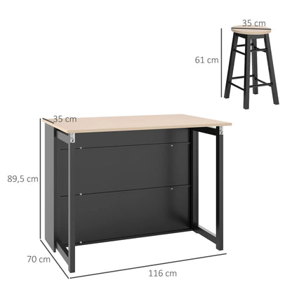 Nancy's Caraglio Bartafel Set - 3-Delige Bar Set - Zwart / Eiken
