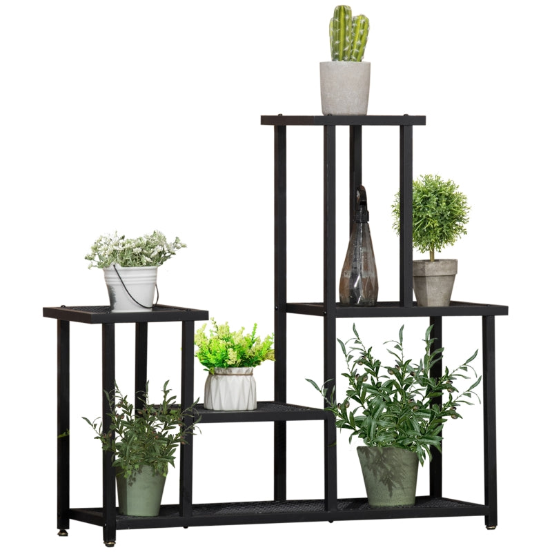 Nancy's Leganes Plant rack - Flower rack - Plant stairs - Flower stairs - Black - ± 90 x 25 x 80 cm