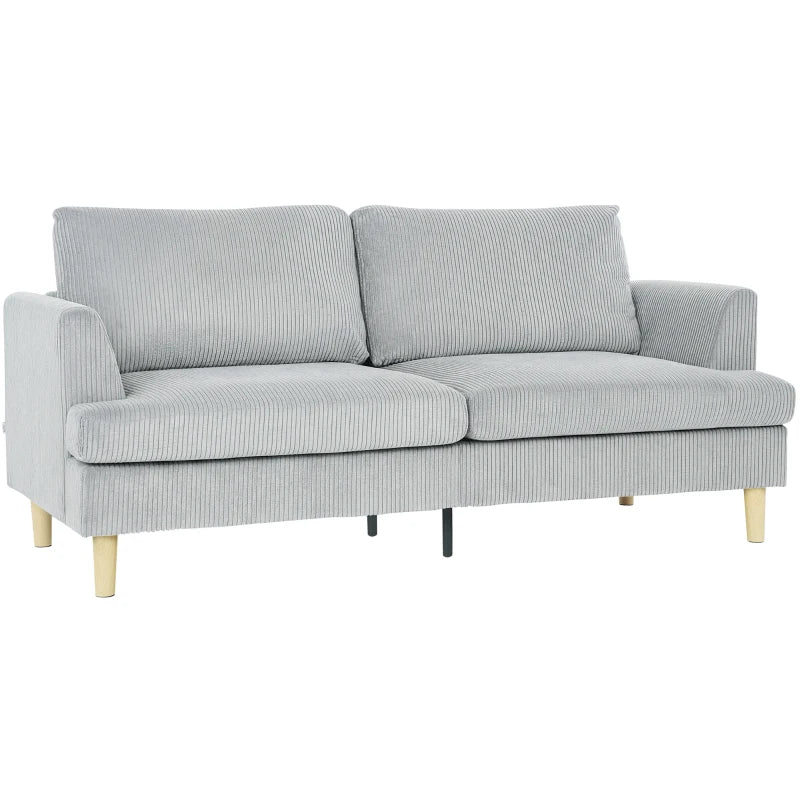 Nancy's Senago 3-Zitsbank - Zitbank - Woonkamerbank - Driezitsbank - Lichtgrijs - Corduroy - ± 190 x 80 x 85 cm