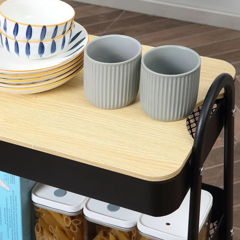 Nancy's Montereale Trolley - Serveerwagen - Keukentrolley - Zwart - ± 45 x 30 x 80 cm
