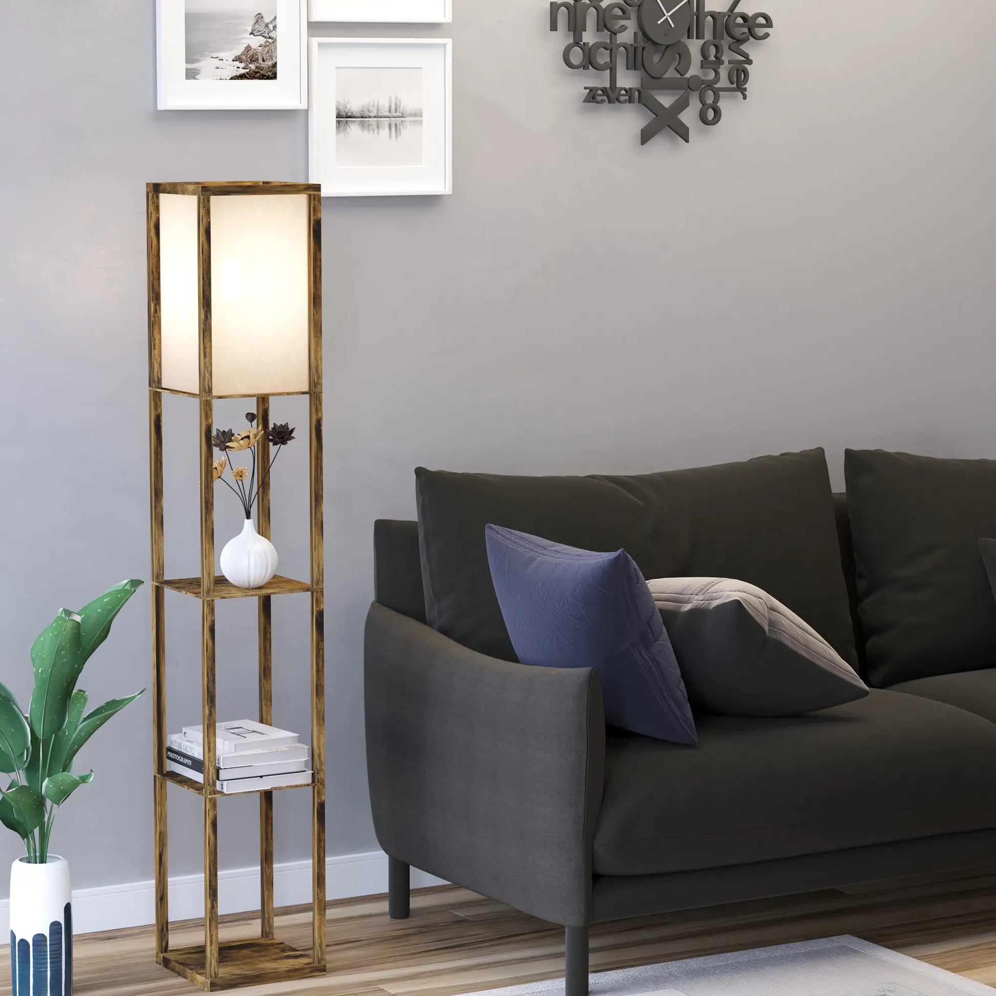 Nancy's Diano Vloerlamp - Staande Lamp - Bruin / Wit