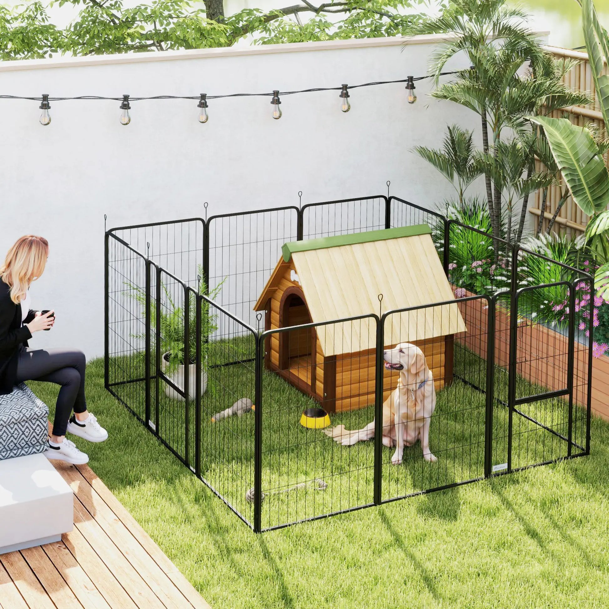 Nancy's Cogne Puppybox - Honden Ren - Puppyren - Zwart - Staal