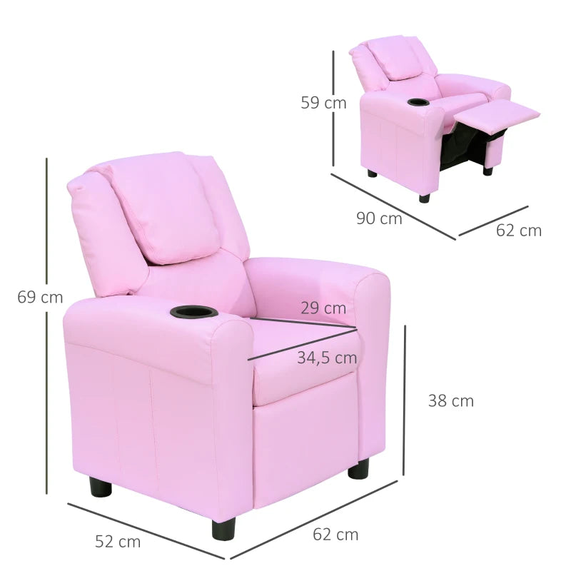Nancy's Rosa Kinderstoel - Kinderfauteuil - Verstelbare Rugleuning - Roze - Kunstleer