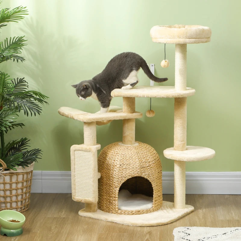 Nancy's Nogueira Krabpaal - Kattenboom - Kattengrot - Beige / Wit - ± 55 x 50 x 110 cm